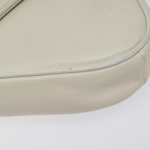 CELINE Triangle bag Shoulder Bag Leather White Auth bs24743