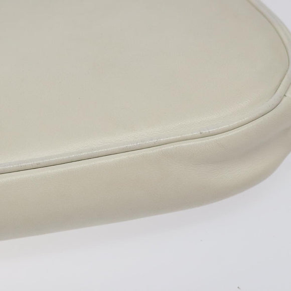 CELINE Triangle bag Shoulder Bag Leather White Auth bs24743