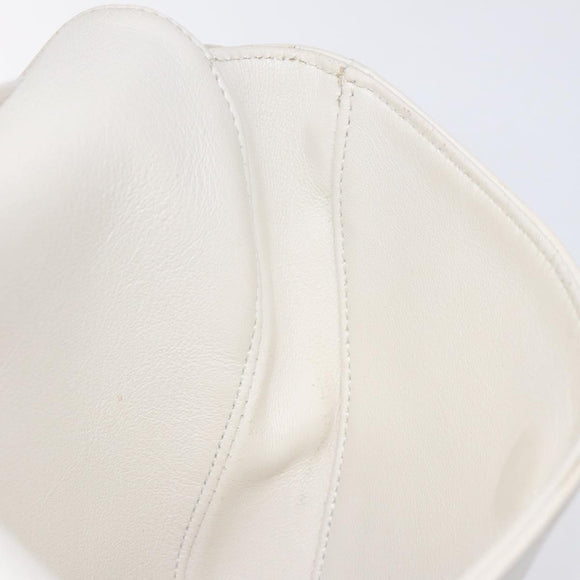 CELINE Triangle bag Shoulder Bag Leather White Auth bs24743