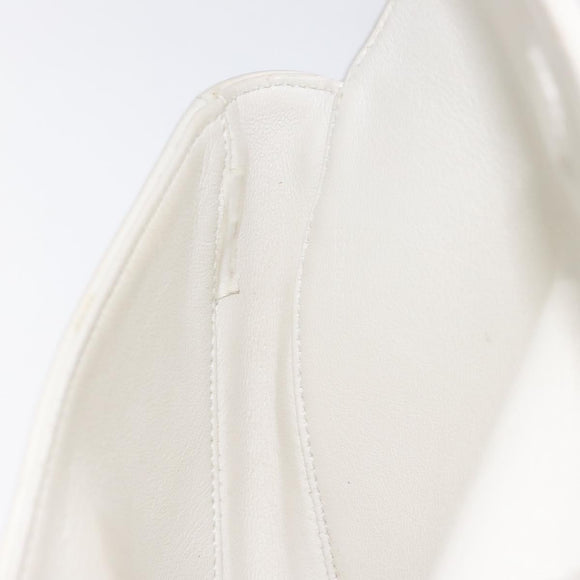 CELINE Triangle bag Shoulder Bag Leather White Auth bs24743