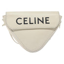 CELINE Triangle bag Shoulder Bag Leather White Auth bs24743-13