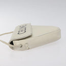 CELINE Triangle bag Shoulder Bag Leather White Auth bs24743-4