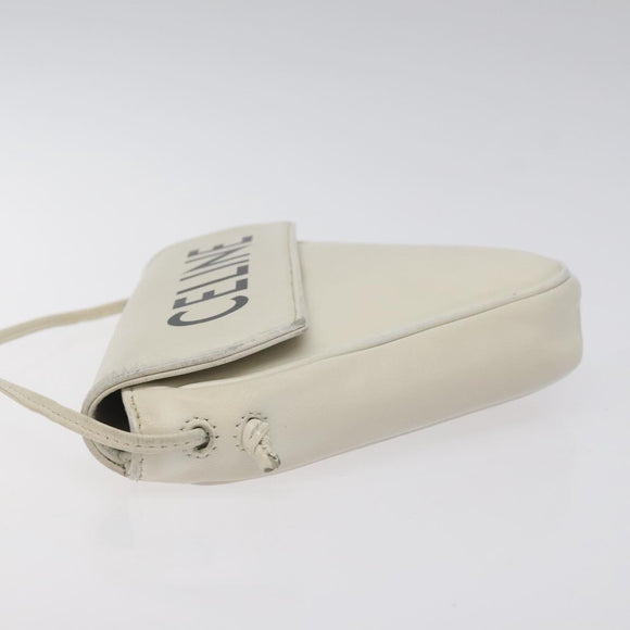 CELINE Triangle bag Shoulder Bag Leather White Auth bs24743