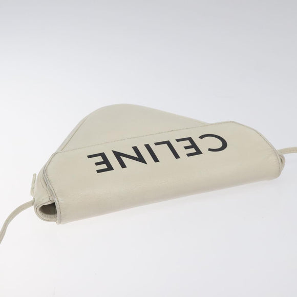 CELINE Triangle bag Shoulder Bag Leather White Auth bs24743