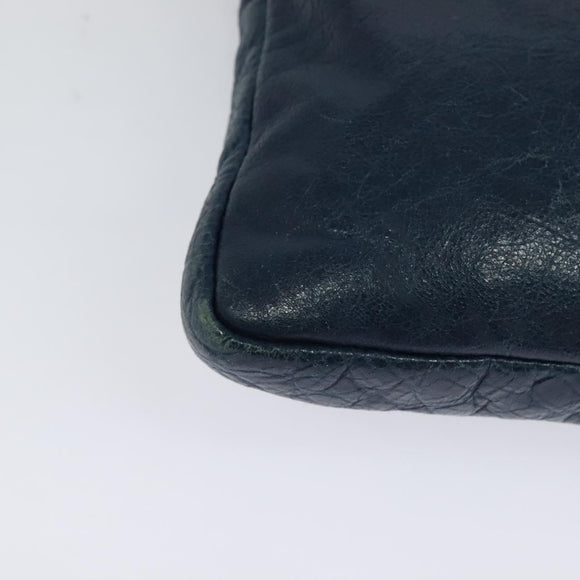 BALENCIAGA Classic Flat Shoulder Bag Leather Blue Auth bs24746
