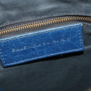 BALENCIAGA Classic Flat Shoulder Bag Leather Blue Auth bs24746-17