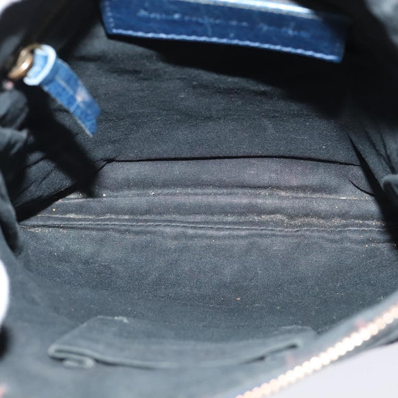 BALENCIAGA Classic Flat Shoulder Bag Leather Blue Auth bs24746