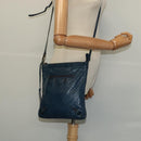BALENCIAGA Classic Flat Shoulder Bag Leather Blue Auth bs24746-22