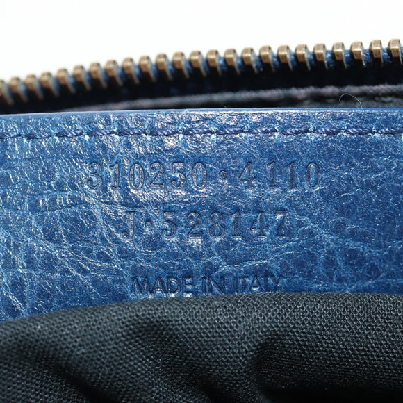 BALENCIAGA Classic Flat Shoulder Bag Leather Blue Auth bs24746
