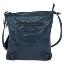 BALENCIAGA Classic Flat Shoulder Bag Leather Blue Auth bs24746-13