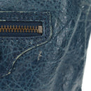 BALENCIAGA Classic Flat Shoulder Bag Leather Blue Auth bs24746-2