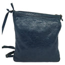 BALENCIAGA Classic Flat Shoulder Bag Leather Blue Auth bs24746-2