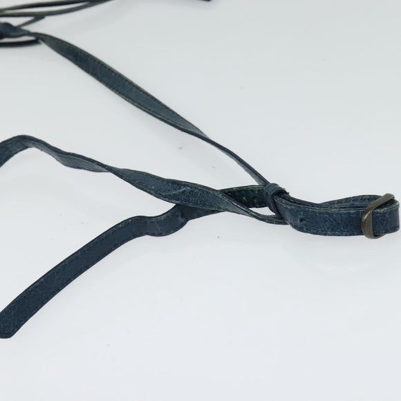 BALENCIAGA Classic Flat Shoulder Bag Leather Blue Auth bs24746