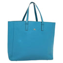 BURBERRY Tote Bag Leather Blue Silver Auth bs24752-1
