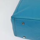 BURBERRY Tote Bag Leather Blue Silver Auth bs24752-16