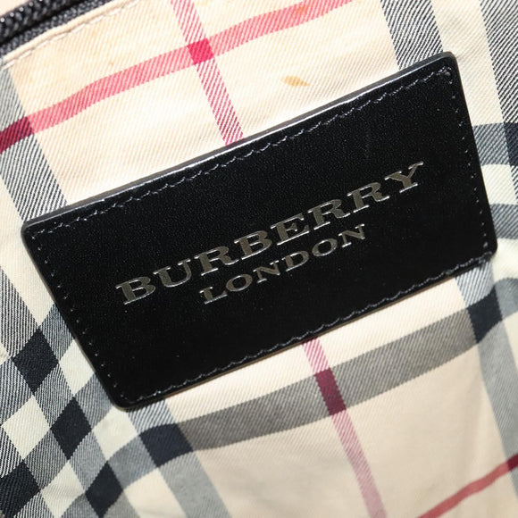 BURBERRY Tote Bag Leather Blue Silver Auth bs24752