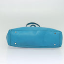 BURBERRY Tote Bag Leather Blue Silver Auth bs24752-5