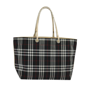 BURBERRY Nova Check Tote Bag Nylon Black Gold Auth bs24753 - 0