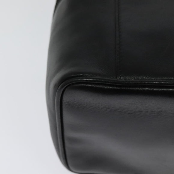 Salvatore Ferragamo Vanity Pouch Leather Black Silver Auth bs24755