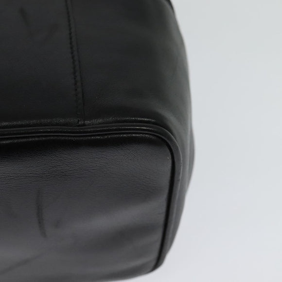 Salvatore Ferragamo Vanity Pouch Leather Black Silver Auth bs24755