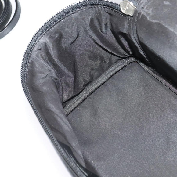 Salvatore Ferragamo Vanity Pouch Leather Black Silver Auth bs24755