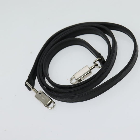 Salvatore Ferragamo Vanity Pouch Leather Black Silver Auth bs24755