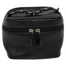 Salvatore Ferragamo Vanity Pouch Leather Black Silver Auth bs24755-2