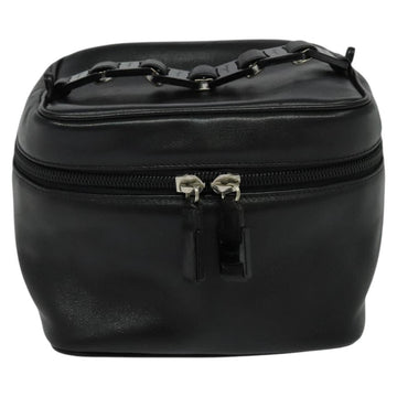 Salvatore Ferragamo Vanity Pouch Leather Black Silver Auth bs24755 - 0