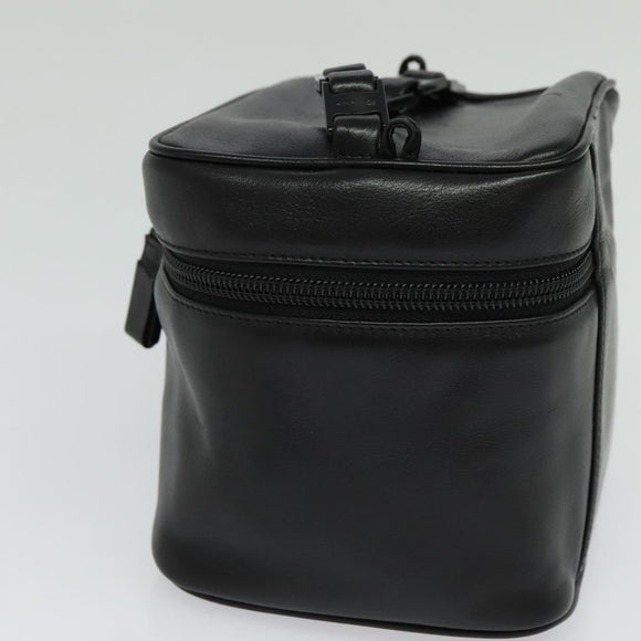 Salvatore Ferragamo Vanity Pouch Leather Black Silver Auth bs24755