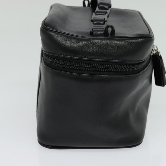 Salvatore Ferragamo Vanity Pouch Leather Black Silver Auth bs24755
