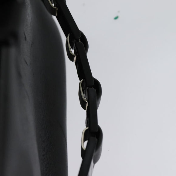 Salvatore Ferragamo Vanity Pouch Leather Black Silver Auth bs24755