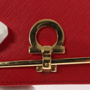 Salvatore Ferragamo Gancini Card Case Leather Red Gold Auth bs24757-9
