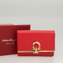 Salvatore Ferragamo Gancini Card Case Leather Red Gold Auth bs24757-12