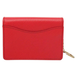 Salvatore Ferragamo Gancini Card Case Leather Red Gold Auth bs24757 - 0