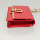 Salvatore Ferragamo Gancini Card Case Leather Red Gold Auth bs24757-3