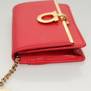 Salvatore Ferragamo Gancini Card Case Leather Red Gold Auth bs24757-4