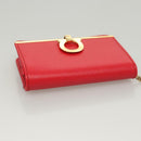Salvatore Ferragamo Gancini Card Case Leather Red Gold Auth bs24757-5
