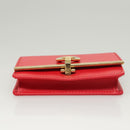 Salvatore Ferragamo Gancini Card Case Leather Red Gold Auth bs24757-6