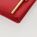 Salvatore Ferragamo Gancini Card Case Leather Red Gold Auth bs24757-7