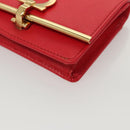 Salvatore Ferragamo Gancini Card Case Leather Red Gold Auth bs24757-14