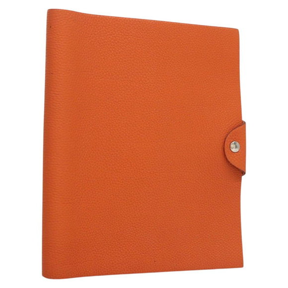 HERMES Yuris MM Note Cover Leather Orange Auth bs24760