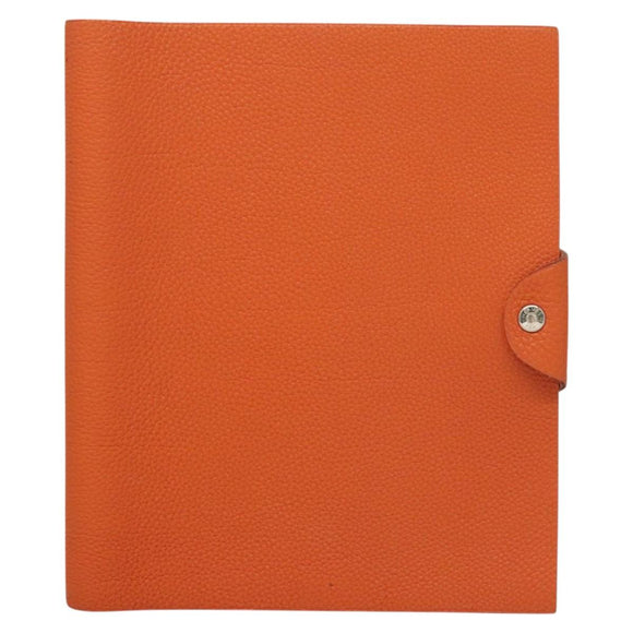 HERMES Yuris MM Note Cover Leather Orange Auth bs24760