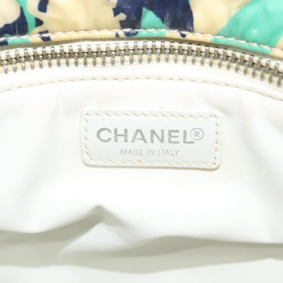 CHANEL Tote Bag Nylon Green Silver CC Auth bs24762