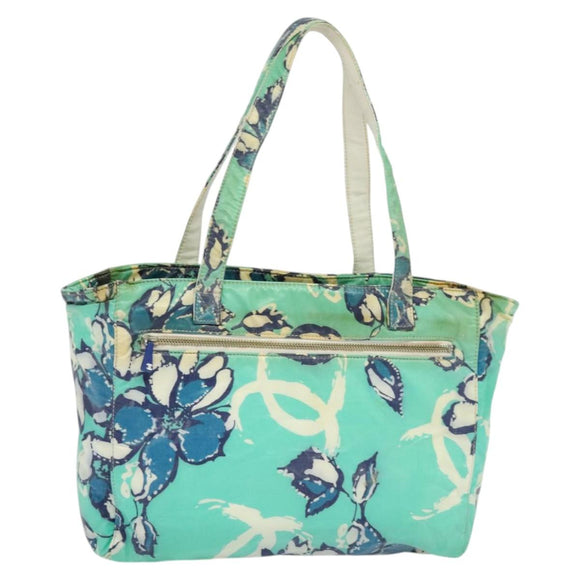 CHANEL Tote Bag Nylon Green Silver CC Auth bs24762