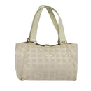 CHANEL New Travel Line Hand Bag Nylon Beige CC Auth bs24763-1