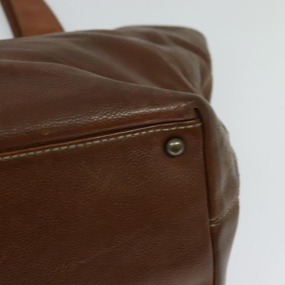 CHANEL Calf Skin Tote Bag Brown CC Auth bs24764