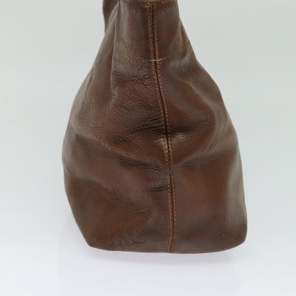 CHANEL Calf Skin Tote Bag Brown CC Auth bs24764