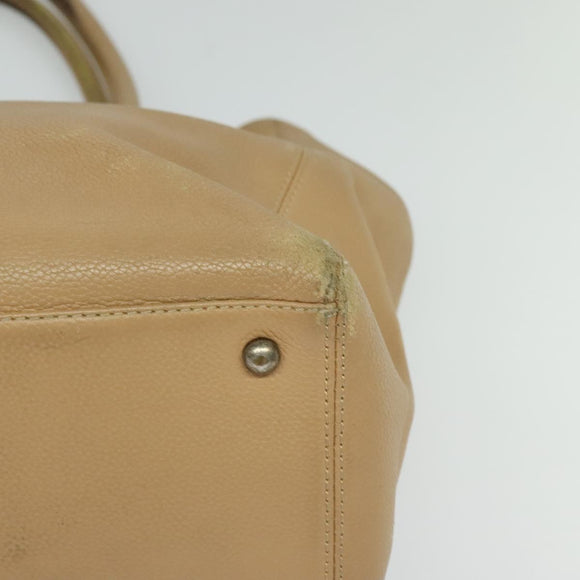 CHANEL Tote Bag Caviar Skin Beige Gold CC Auth bs24765