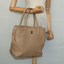 CHANEL Tote Bag Caviar Skin Beige Gold CC Auth bs24765-22