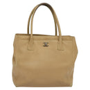 CHANEL Tote Bag Caviar Skin Beige Gold CC Auth bs24765-13